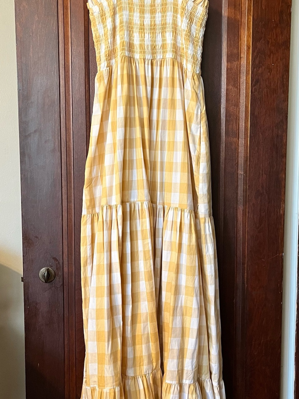 Abercrombie & Fitch Yellow and White Gingham Maxi Dress